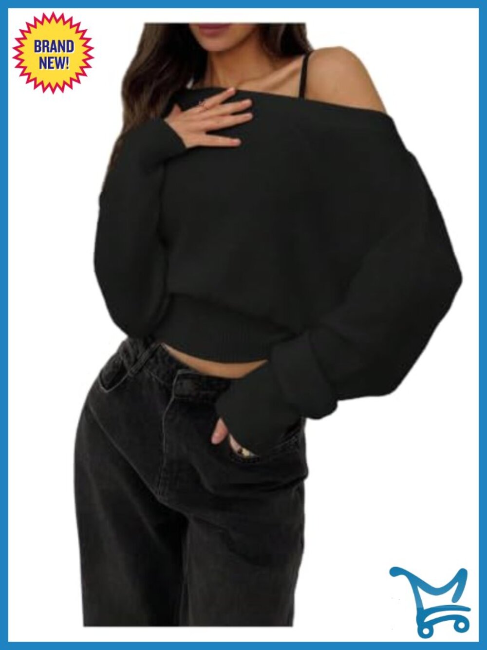 Off Shoulder Sweater Long Sleeve Cinched Waist Knit Pullover Top